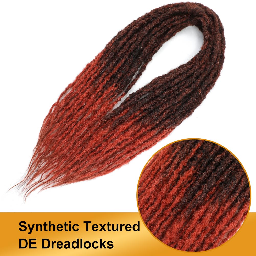 Aguacor Textured Dreads Synthetic Straight Double Ended Dreadlock Extensions with Texture 20inch 25 Strands Thin Soft DE Dread Extensions for Women (25 Strands, 1B/350)