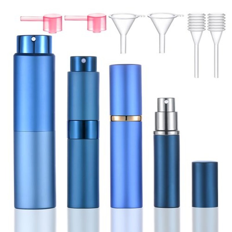 Yikimyfo 4 Pcs Travel Cologne Sprayer Refillable, 6/8/10/20ml Travel Perfume Atomizer Refillable Cologne Bottles for Men Women Portable Atomizer Spray Bottle Perfume Refill Bottle Travel with Tool