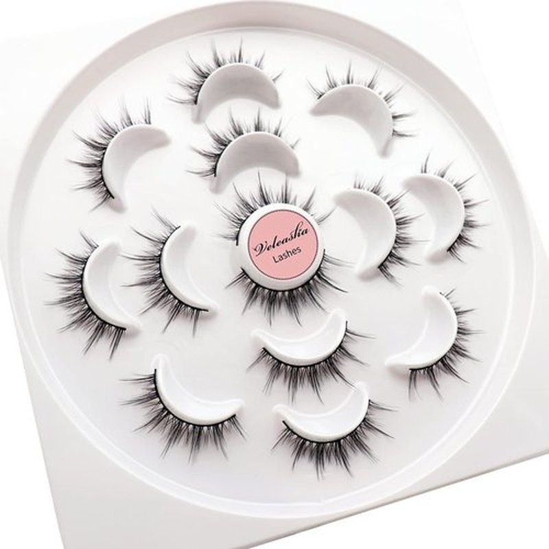 Veleasha Lashes 5D Faux Mink Lashes False Eyelashes Handmade Manga Lashes Spike Lashes Eye Lashes Wispy Fluffy Fake Lashes Luxurious Eyelashes Natural Look Volume Fake Eyelashes 7 Pairs Pack (6D75)