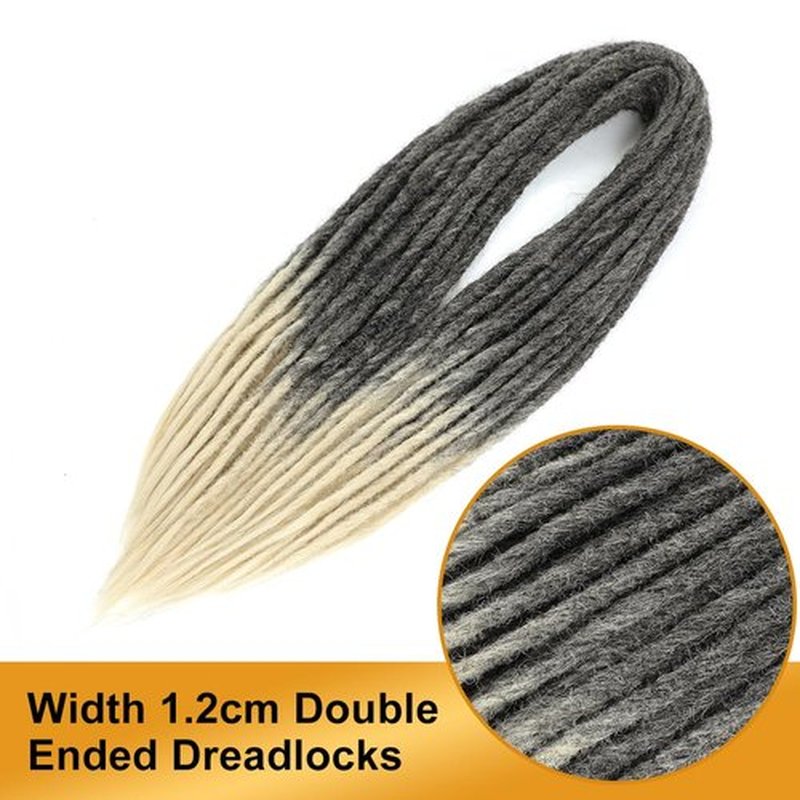 Aguacor Straight Dreadlocks Synthetic Double Ended Dreadlock Extensions 24inches 5 Strands Width 1.2cm Soft Black to Blonde DE Dreadlock Extensions for Women (5 Strands, 1B/613)