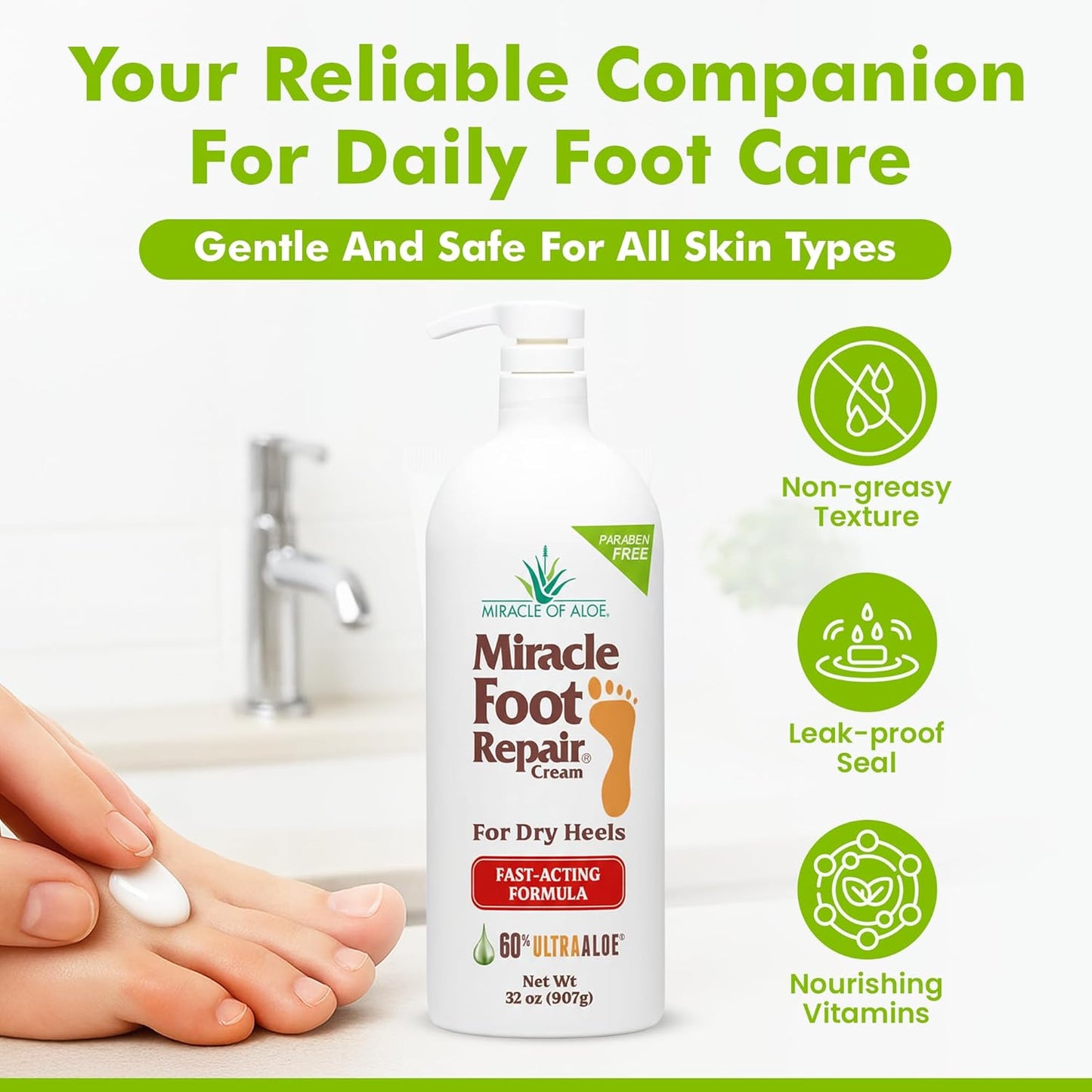 Miracle Foot Repair Cream (1 oz / 12 Pack) Repairs Dry Cracked Heels and Feet, 60% Pure Ultra Aloe Moisturizes, Softens, and Repairs