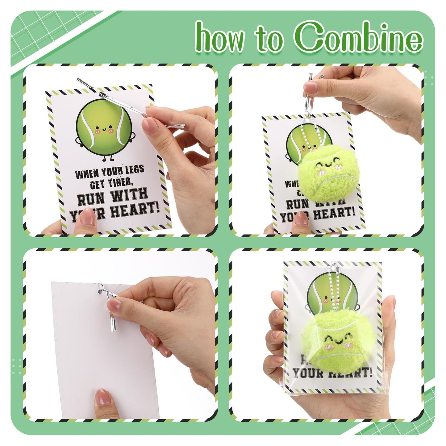 Jenaai 20 Set Tennis Gifts Smile Keychain with Inspirational Cards for Tennis Party Favors Sports Lover Team Coworker Birthday Gifts Bags