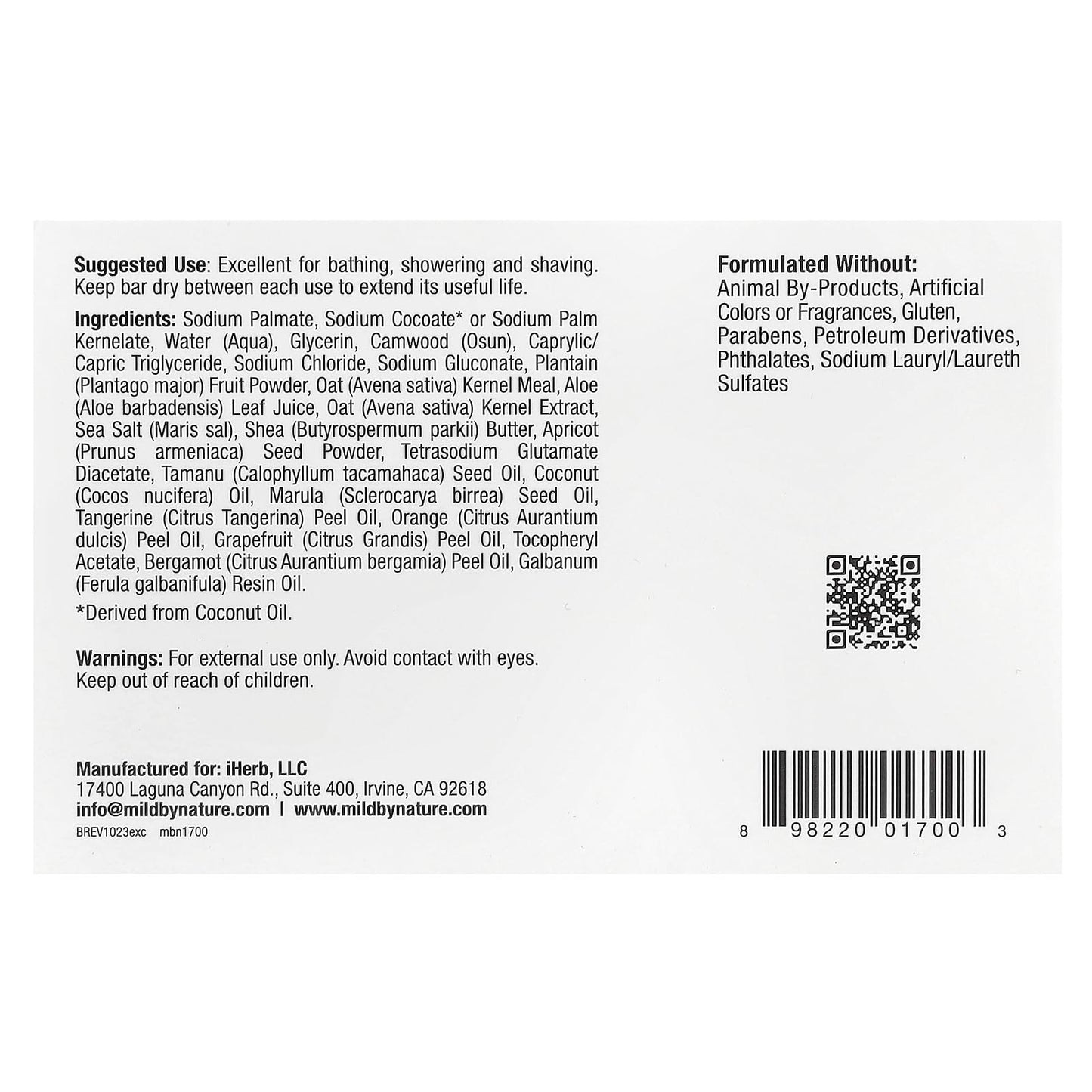 MILD BY NATURE Exfoliating Bar Soap, Citrus, 5 oz (141 g)