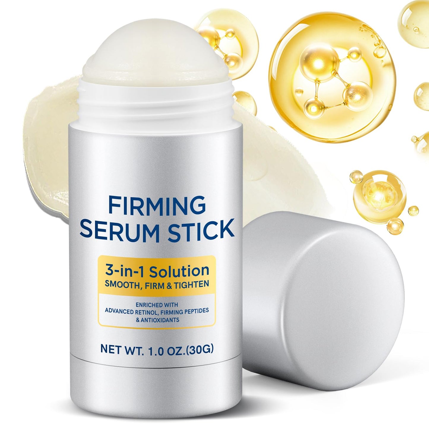 Advanced Retinol Firming Serum Stick - 3-in-1 Face, Neck & Body Treatment to Smooth Wrinkles, Tighten Skin & Firm Laugh Lines, Antioxidant & Peptide Enriched, for All Skin Types, Visible Results