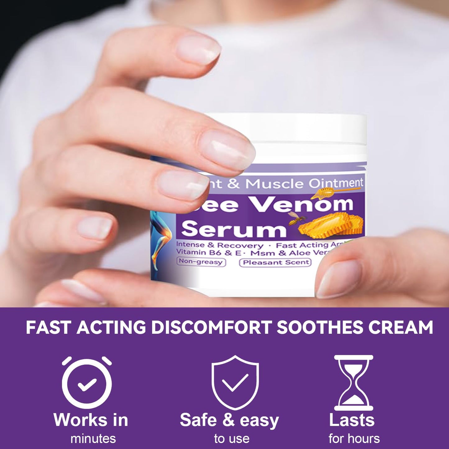 Cedonivor Bee Venom Joint Cream, Joint & Muscle Soothing, Bee Venom Cream for Back, Knee, Hands, Neck, Feet
