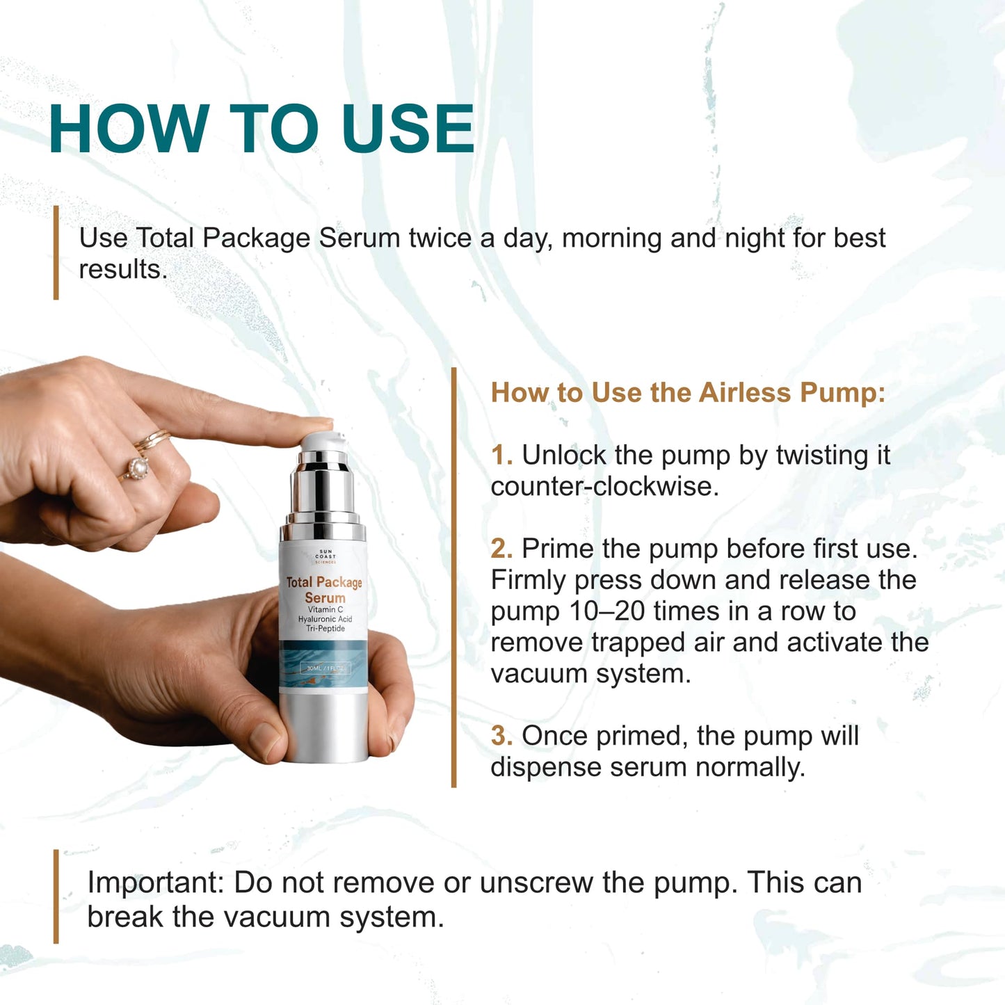 Sun Coast Sciences - Total Package Serum - Vitamin C Serum with Hyaluronic Acid & Peptides for Face - Hydrating Anti Aging Face Serum for Smoother, Firmer Looking Skin - 1 Fl Oz (Pack of 3)