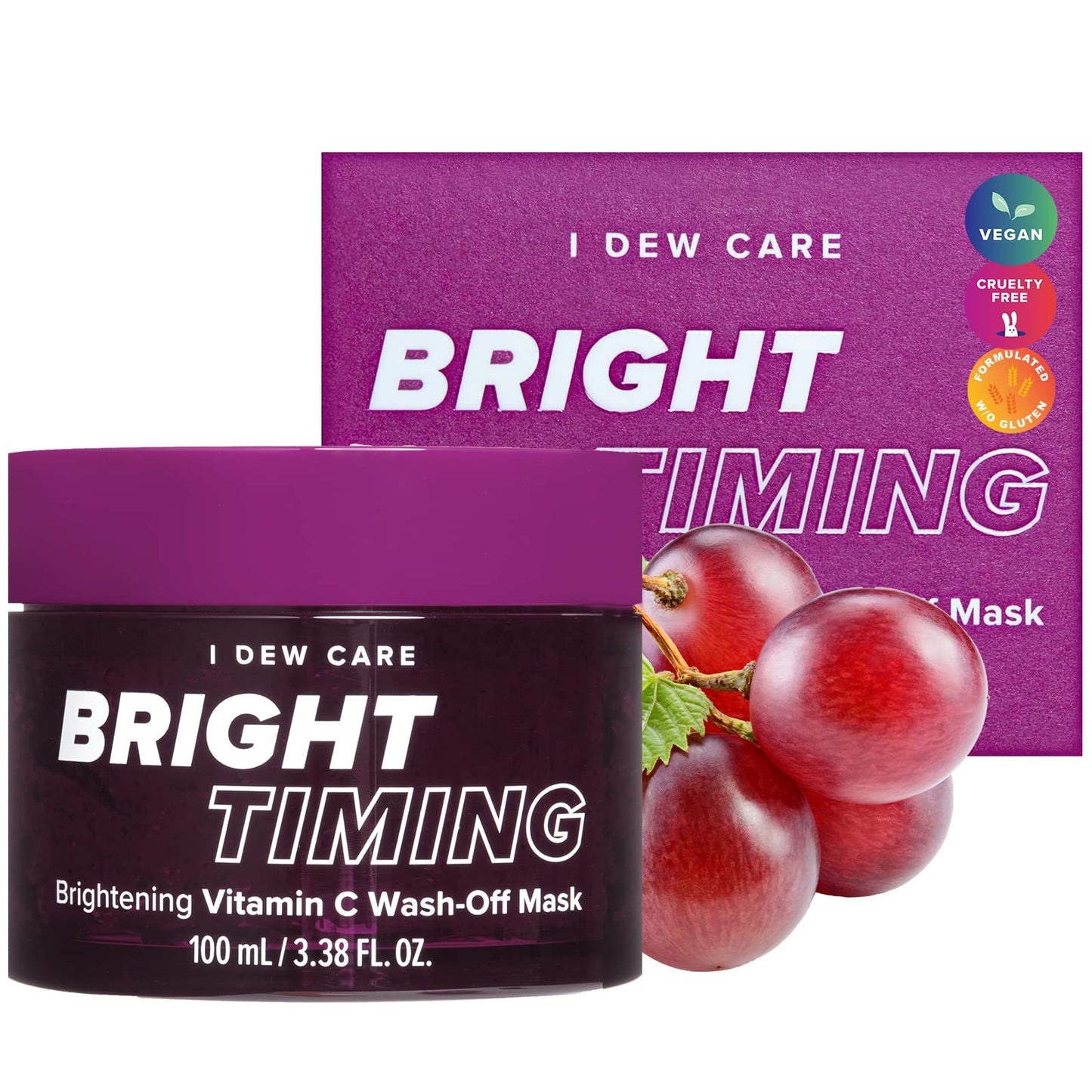 I DEW CARE Wash-off Mask - Bright Timing | Brightening, Hydrating, Refreshing, with Vitamin C, Non-irritating, Glow Skin, 3.38 Fl Oz