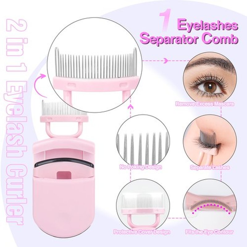 Lash Bond and Seal and Remover and Pro Eyelash Curlers with Eyelash Separator Comb Kit Strong Hold Long Lasting Bond and Seal Lash Glue and Gentle Cluster Lashes Remover and 2 in 1 Lashes Curler