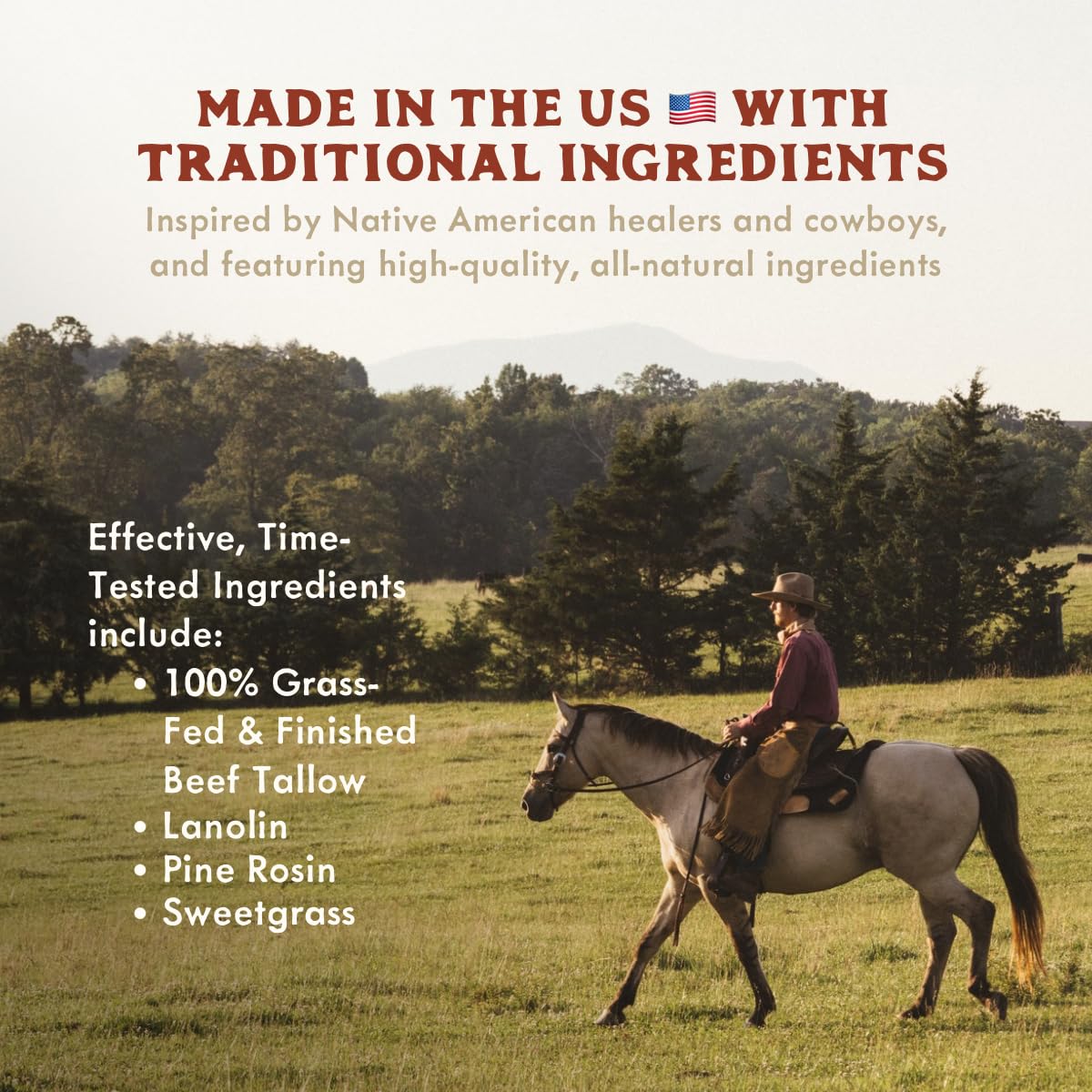 True Grit Tallow John Wayne Inspired Deep Moisture Salve – Ash and Oath Scent – Soothing Balm for Rough, Dry Hands – Grass-Fed & Finished Tallow, Beeswax & Lanolin – 2 oz