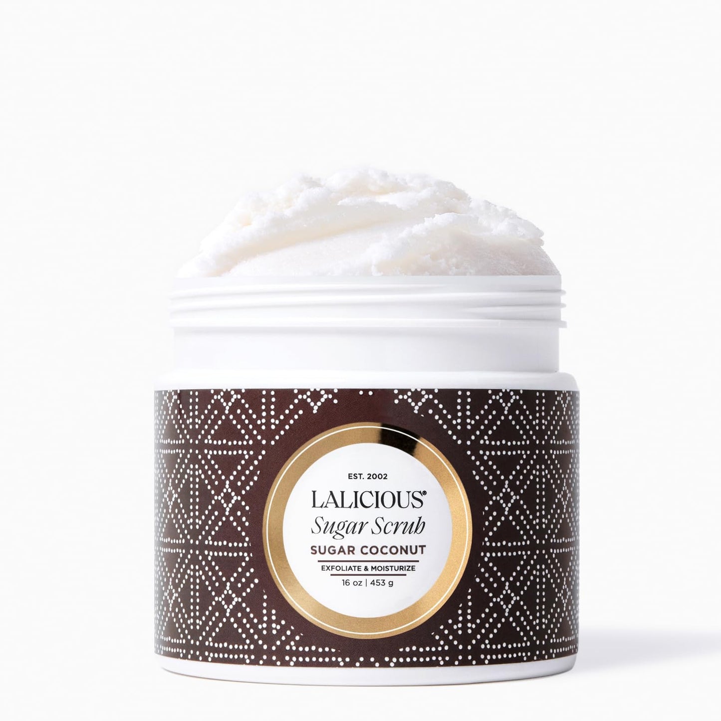 LALICIOUS Sugar Coconut Exfoliating & Moisturizing Body Scrub | Sugar & Coconut Oil | Pre-Shave Scrub for Ingrown Hairs & Razor Bumps | Gently Buffs & Smooths Sensitive Skin | No Parabens | Large 16oz