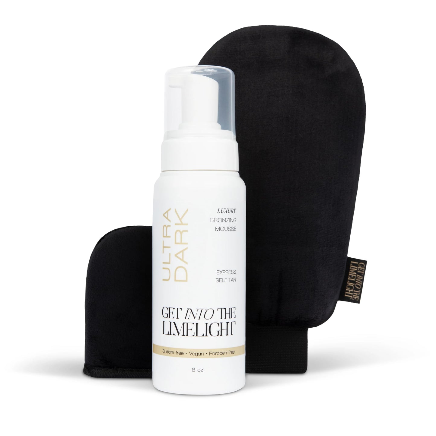 Get Into The Limelight Original, Ultra Dark Starter Kit with Self Tanning Mousse Plus Body and Face Applicator Mitts, Develops in 8+ Hours
