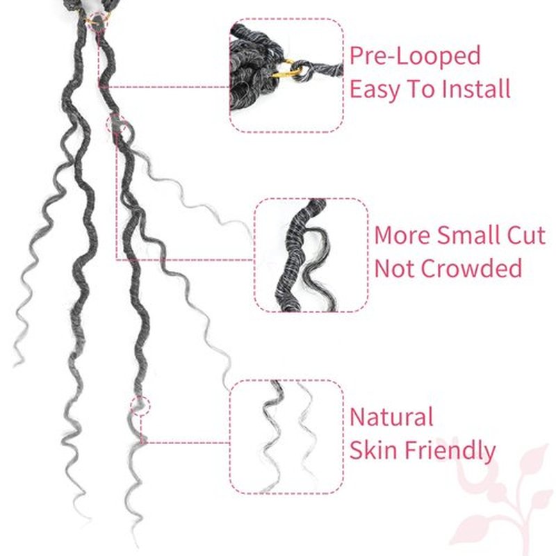Alicoco Goddess Locs Crochet Hair 14 Inch 8 Packs Faux Locs Crochet Hair For Women Boho Soft Locs Pre-looped River Crochet Locs With Curly Ends (14 Inch (Pack of 8), TGery)