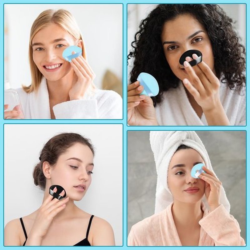 Pimoys 6 Pieces Powder Puff Triangle Makeup Puffs for Face Powder Setting Powder Cosmetic Foundation Blending Sponge Beauty Makeup Tool, Black and Blue