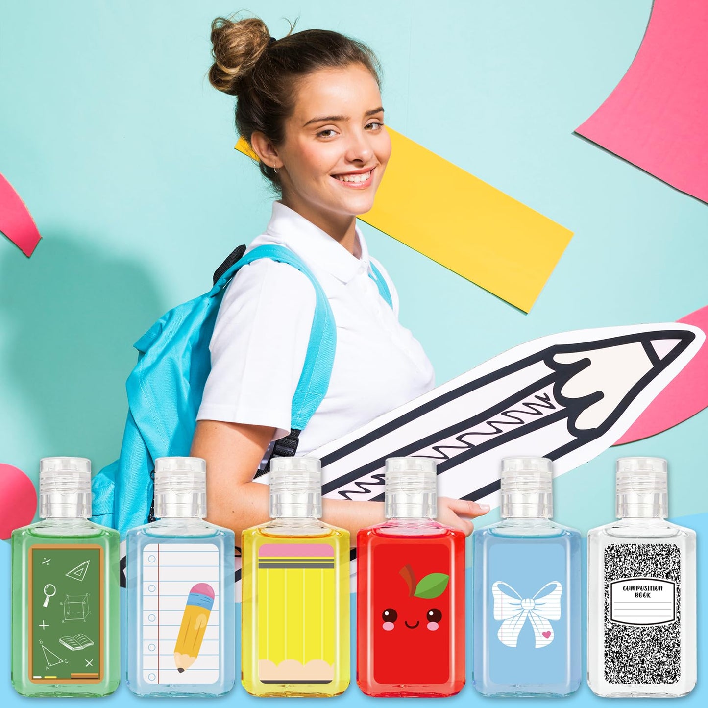 50 Pcs Back to School Mini Hand Sanitizer Bulk Back to School Favors Bulk 1fl Oz Hand Sanitizer Natural Plant Fragrance Travel Size Hand Soap Gift for Classroom Teachers Student First Day of School