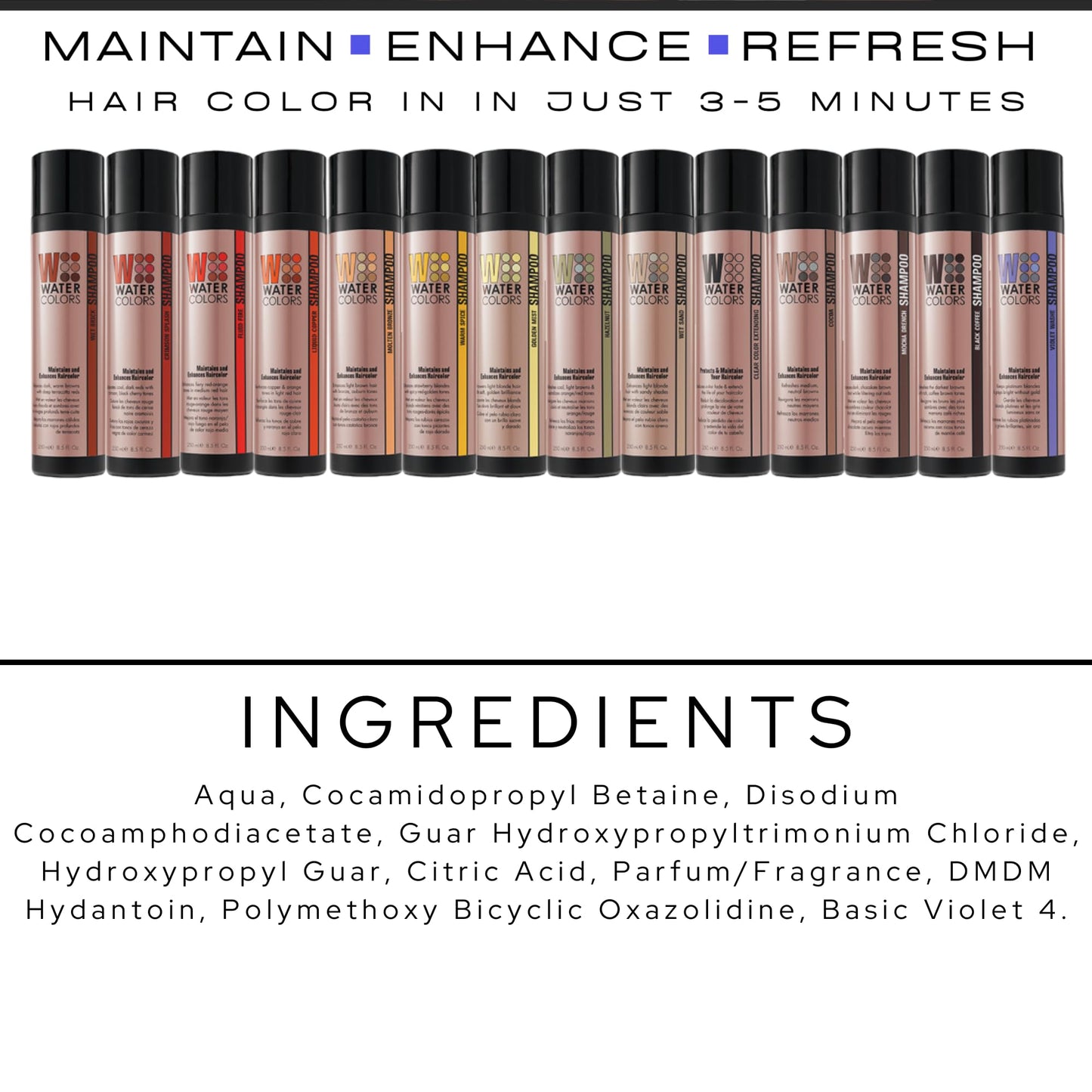 Watercolors Semi Permanent Color Depositing Shampoo. Sulfate & Paraben Free to Maintain & Enhance Hair Color VIOLET WASHE LITER