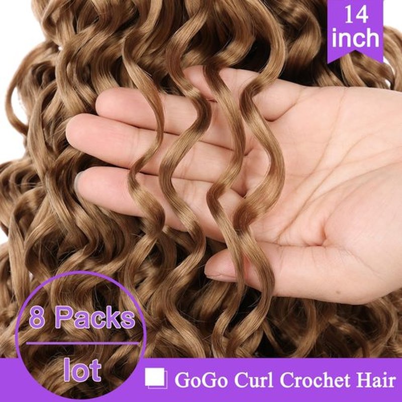 ZRQ 14 Inch GoGo Curl Crochet Hair 27 Short Beach Curl Crochet Hair For Women Synthetic Deep Twist Crochet Braids Water Wave Crochet hair(14Inch,27)