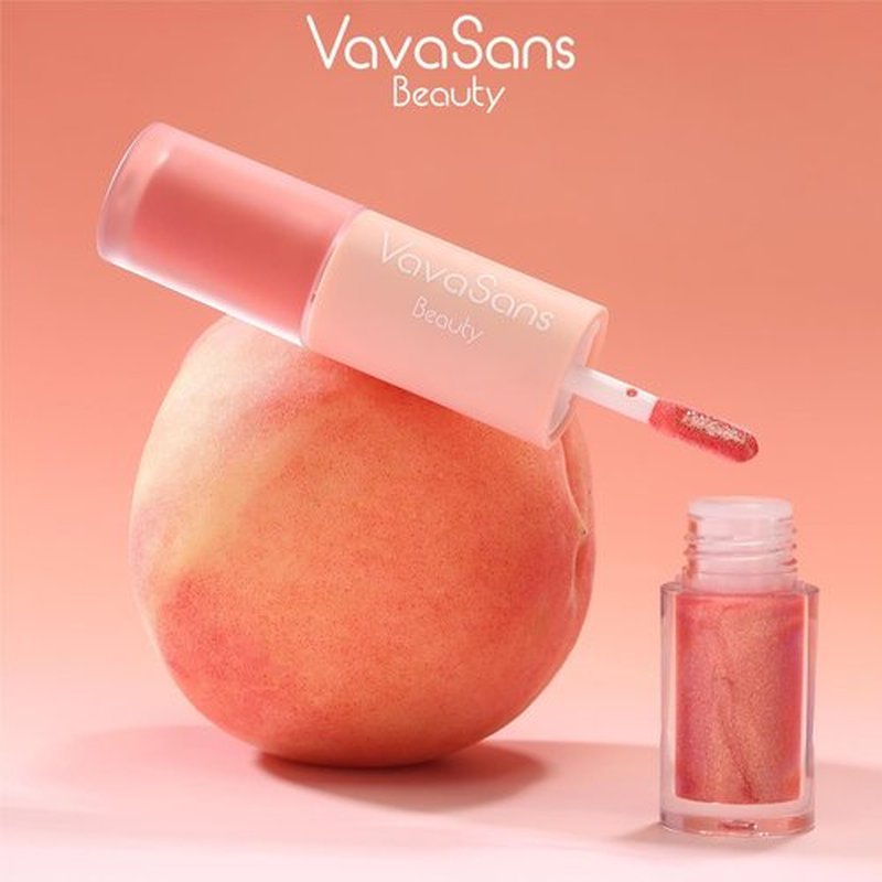 VavaSans Pink Peach Matte Liquid Lipstick with Pink Clear Glitter Lip Gloss 2 In 1 Dual Ended Highly Pigmented Long Lasting Non Sticky Transfer Proof High Shine Finish Makeup for Girls and Women