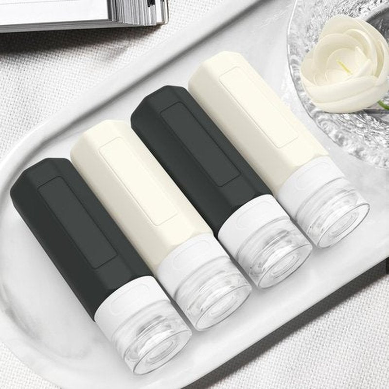 Redfly Travel Bottles for Toiletries, 3oz Tsa Approved Travel Size Containers, BPA Free Leak Proof Travel Containers for Toiletries, Refillable Travel Accessories for Shampoo Conditioner Black-white