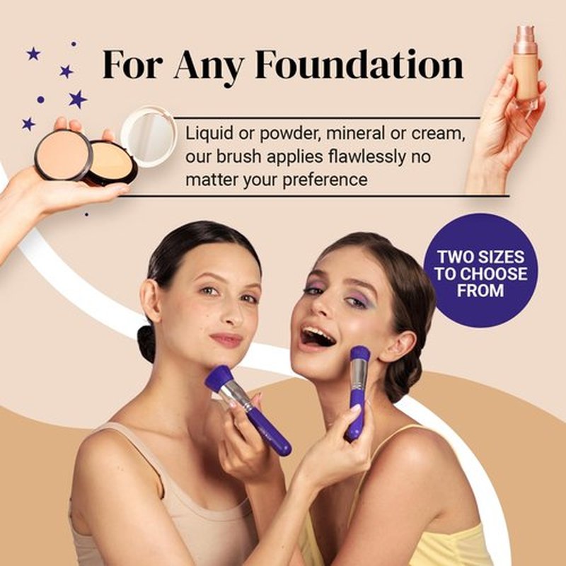 Large Flat Top Kabuki Foundation Brush By Keshima - Neon Purple Buffing, Blending, and Face Brush, Premium Makeup Brush for Liquid, Cream, and Powder, 1.6" Top Diameter