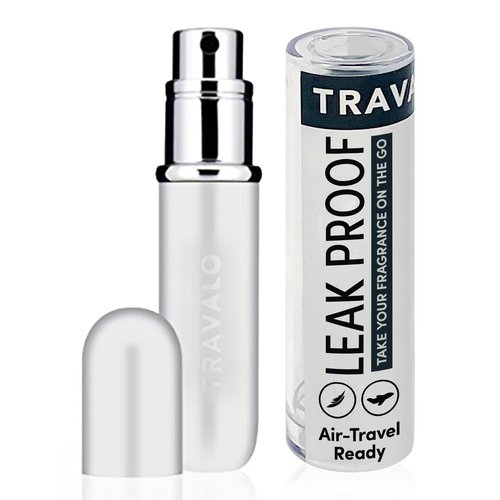 Travalo Classic HD Perfume Atomizer | Genie-S TSA Approved Travel Perfume Bottle Refillable | Reusable Airtight Easy-Fill Mini Pump Sprayer | Lightweight Elegant Design w/Volume Window | White 0.17oz