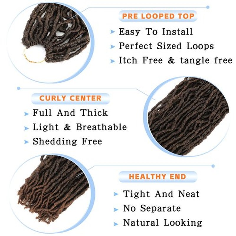 22 Inch Faux Locs Crochet Hair Ombre Brown Soft Locs 7 Packs Pre Looped Locs Crochet Hair For Black Women(22inch, 7 Packs, T30)