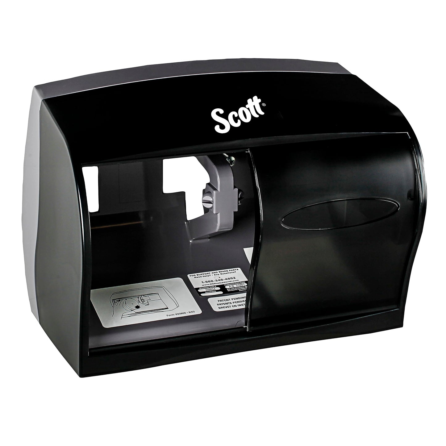 Scott Professional Coreless Standard Roll Toilet Paper Dispenser (09604), Black, Holds 2 Rolls, Wall Mounted, Commercial Grade (Qty 1)
