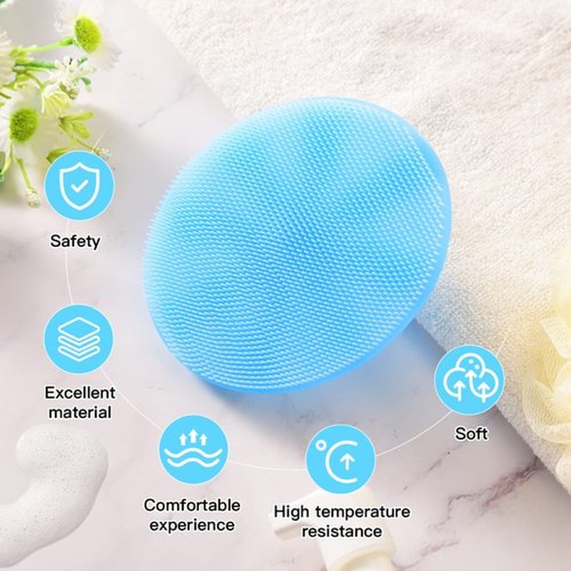 INNERNEED Food-Grade Soft Silicone Body Cleansing Brush Shower Scrubber, Gentle Exfoliating and Massage for All Kinds of Skin (Blue)