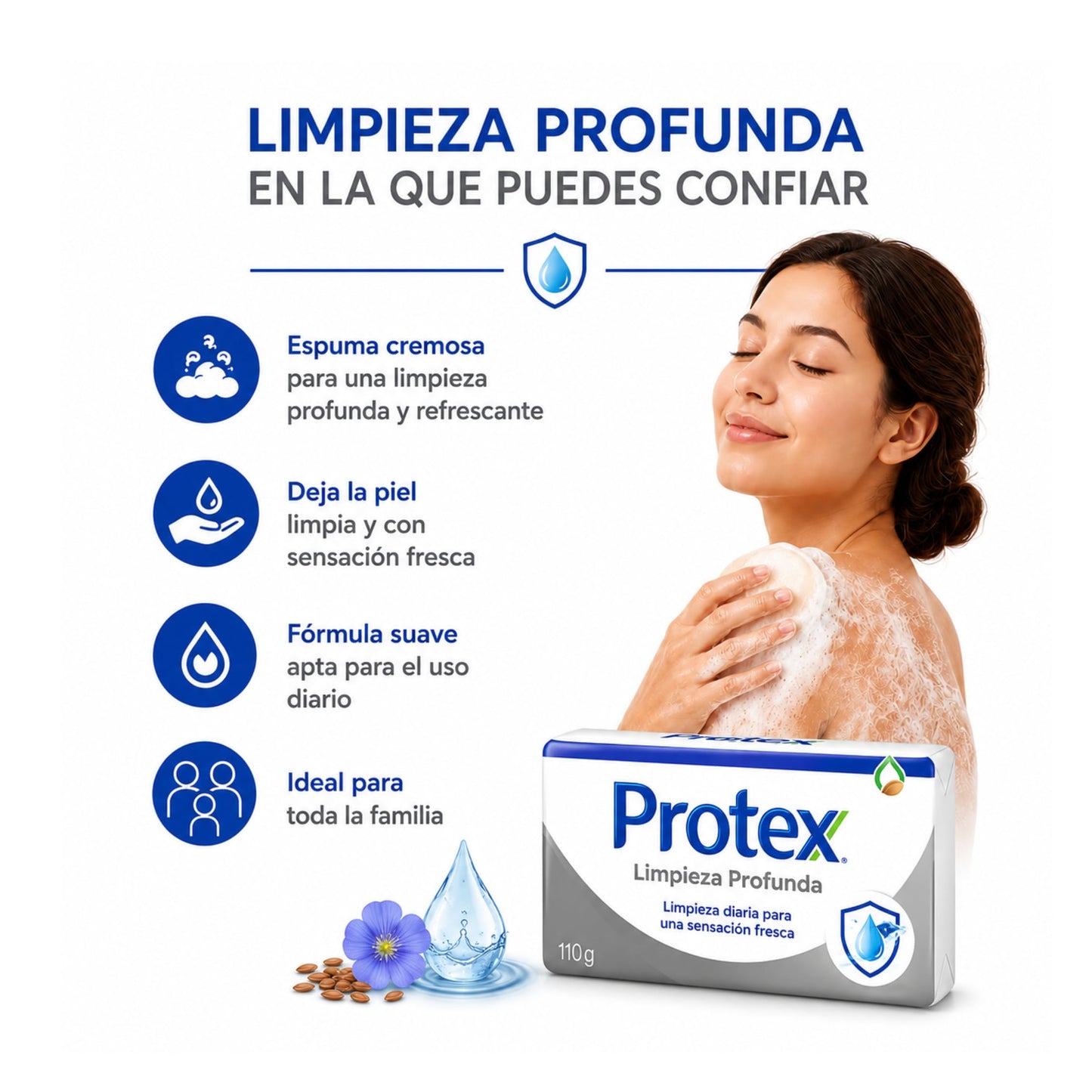 Protexx Deep Clean Body Soap Bars, 3 Pack, 110g Each, Daily Cleansing Bath Soap