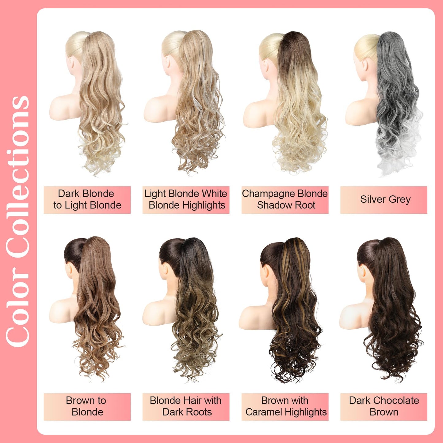 Ponytail Extension, Behufun Long Wavy Drawstring Ponytail 26" Clip in Hair Extensions Ponytail Fake Pony Tails Hair Extensions Natural Soft Heat Resistant Synthetic Hairpiece for Women Brown to Blonde