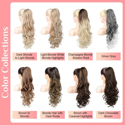 Ponytail Extension, Behufun Long Wavy Drawstring Ponytail 26" Clip in Hair Extensions Ponytail Fake Pony Tails Hair Extensions Natural Soft Heat Resistant Synthetic Hairpiece for Women Black