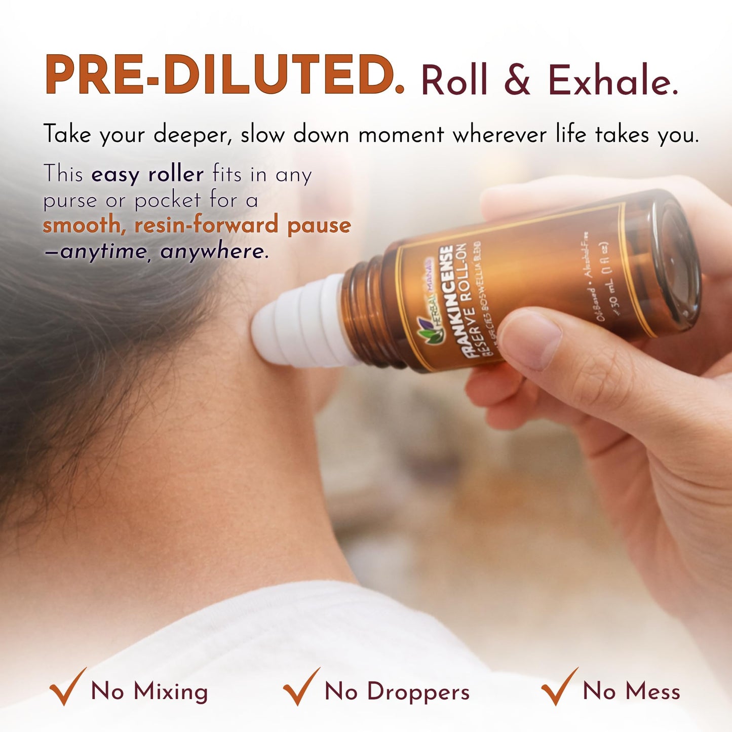 Frankincense Reserve Essential Oil Roll-On, 30mL (1 fl oz) – Deep Resin Blend with CO2 Extracts – Pre-Diluted in Fractionated Coconut Oil (FCO) – Oil-Based, Alcohol-Free Aromatherapy Roller