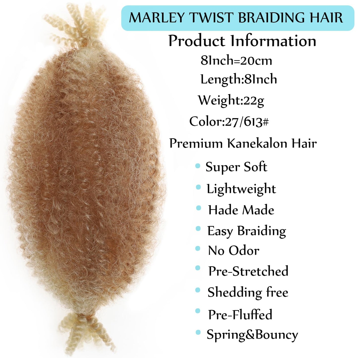 8 Inch Springy Afro Twist Hair Marley Twist Braiding Hair 3 Packs Kinky Twist Hair Short Marley Hair Wrapping Hair for Soft Locs Passion Hair Extensions…