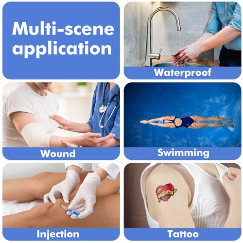 Tattoo Aftercare Waterproof Bandage (2 in x10.9 yd Roll) Second Skin Wound Healing Protective Skin Adhesive Bandages Transparent Dressing Bandages Tattoo Supplies