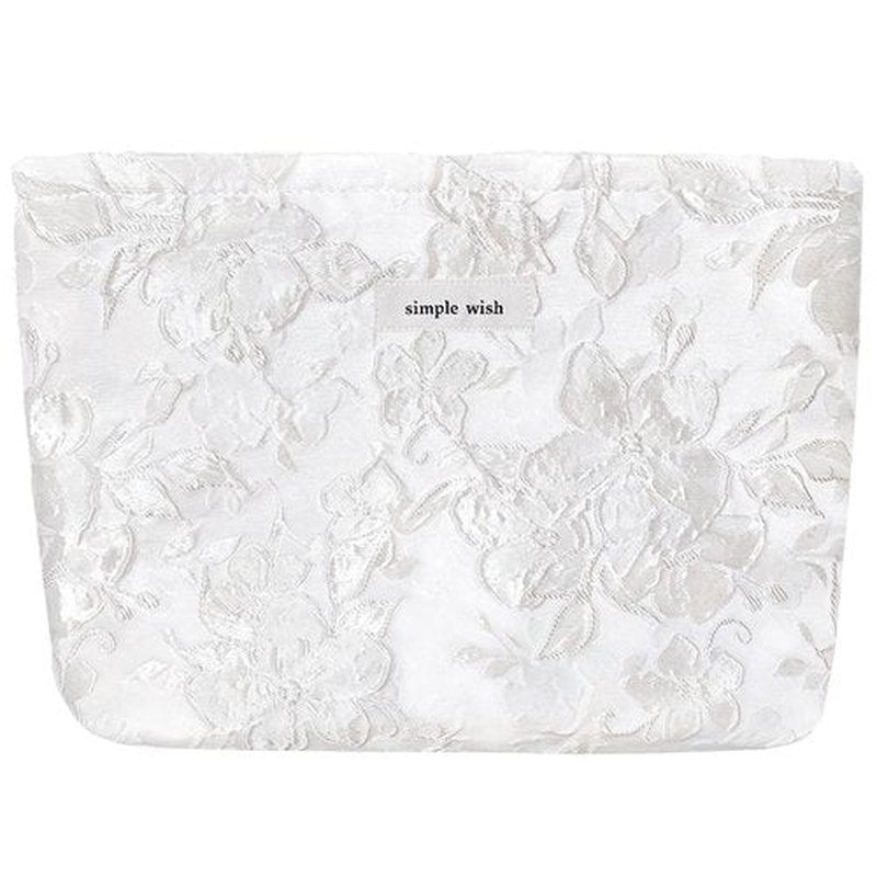 STARDW Flower Cosmetic Bags Makeup Bags for Women and Girls,Travel Makeup Bag Large Capacity Canvas Makeup Bag,Makeup Organizer Bag Zipper Pouch (Embossed white)