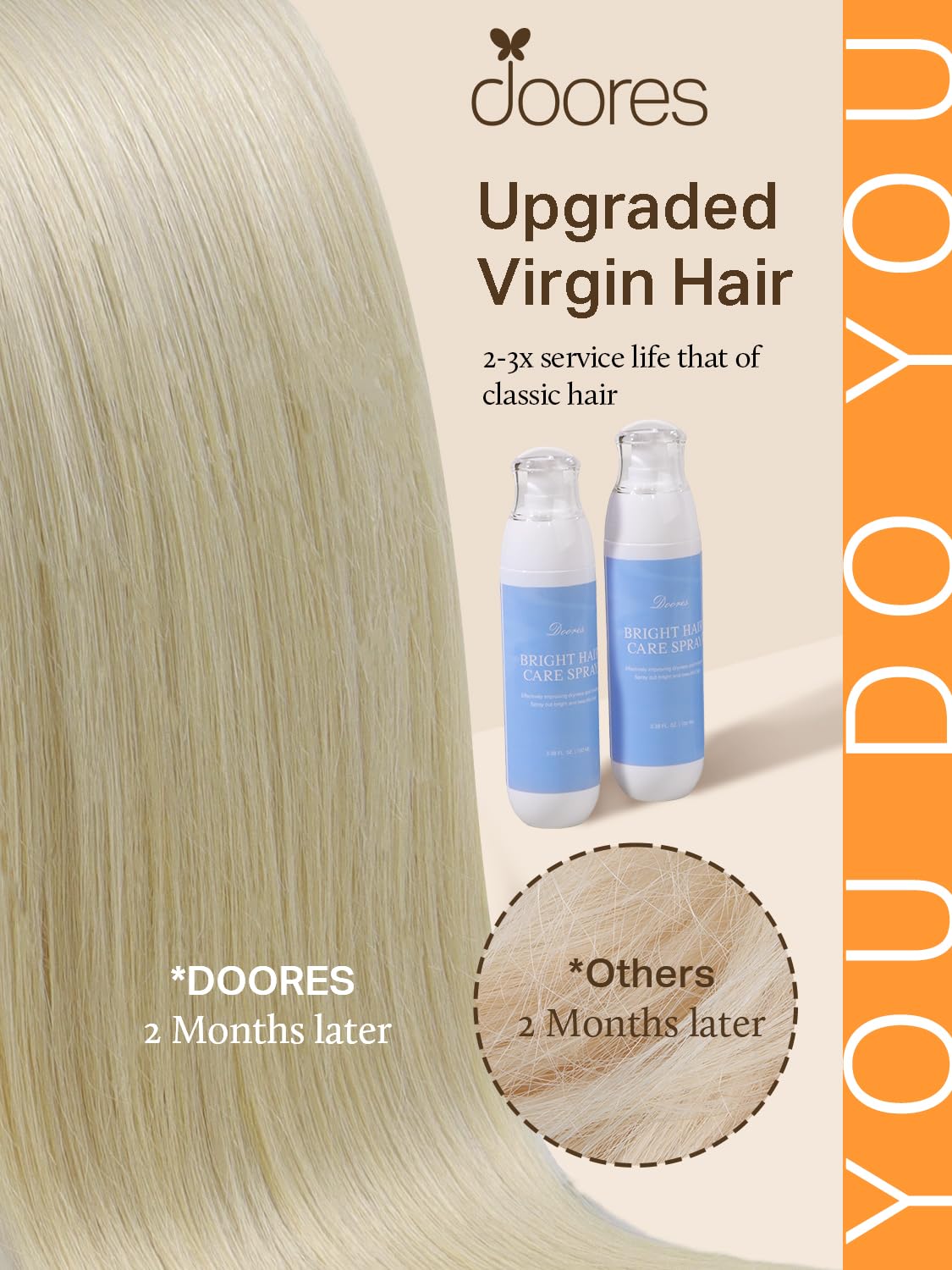 DOORES Hair Extensions Human Hair Tape in, Ash Blonde Highlighted Platinum Blonde 14 Inch 25g 10pcs, Tape in Human Hair Extensions Remy Straight Hair Double Side Tape