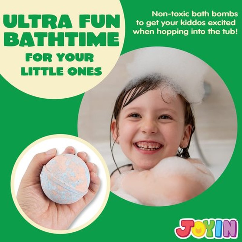 JOYIN 8 Pack Big Bath Bombs for Kids with Mochi Squishy Toy, Surprise Toy Inside, Natural Essential Oil SPA Bath Fizzies Set, Kids Safe Party Favors for Boys and Girls