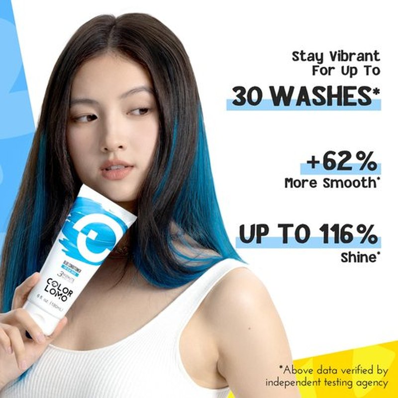 COLORLOMO Color Depositing Conditioner - 6 oz Semi Permanent Hair Color with Shea Butter & Almond Oil- Color Conditioner Depositing Hair Mask - Vegan, Paraben, Ammonia & Sulfate Free - Blue