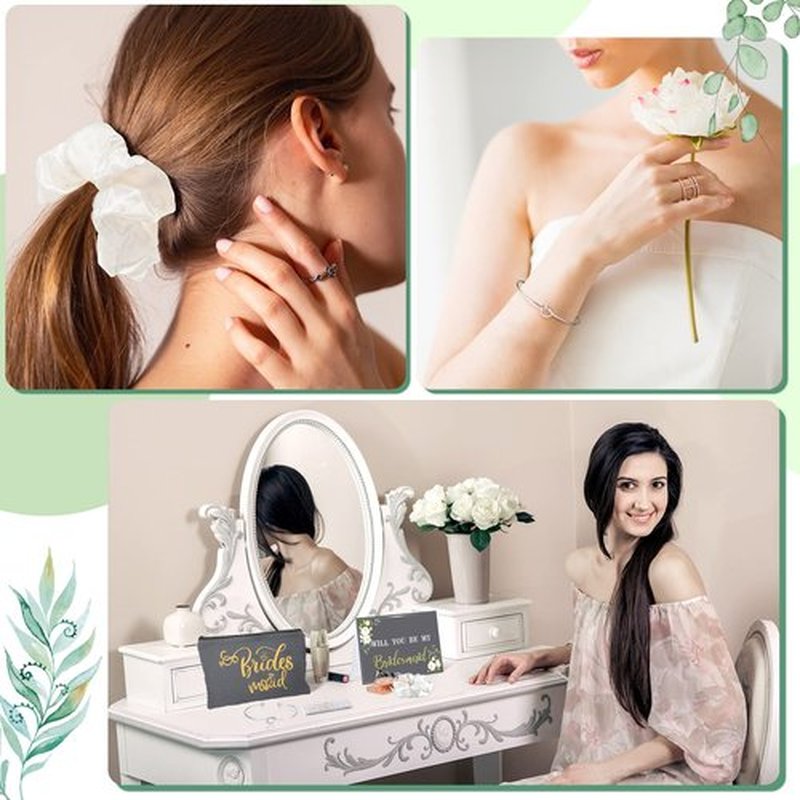 Jutom 63 Pcs Bridesmaid Proposal Gifts Bulk Maid of Honor Gifts Matron of Honor Gifts Brides Bridesmaid Cosmetic Makeup Bag Hair Knotted Bracelets Invitation Cards for Wedding Bachelorette (Honor)