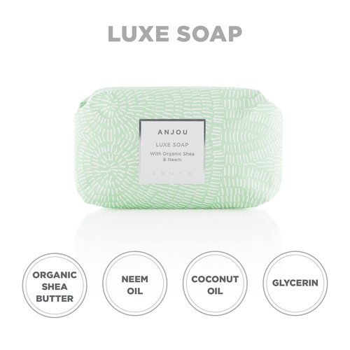 Zents Triple-Milled Luxe Bar Soap (Anjou Fragrance) Moisturizing Hand and Body Wash with Organic Shea Butter, 5.7 oz
