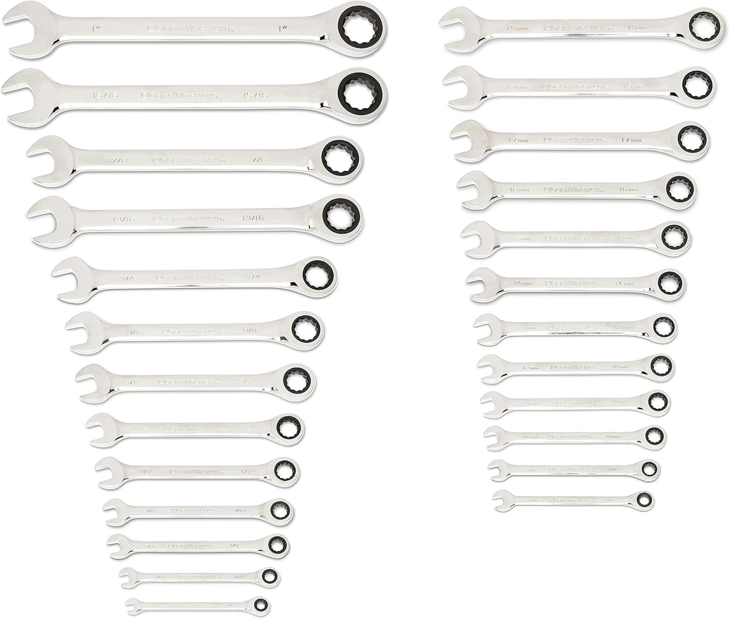 Combination Ratcheting Wrench Set - 25-Piece SAE & Metric Tool Kit for Mechanics