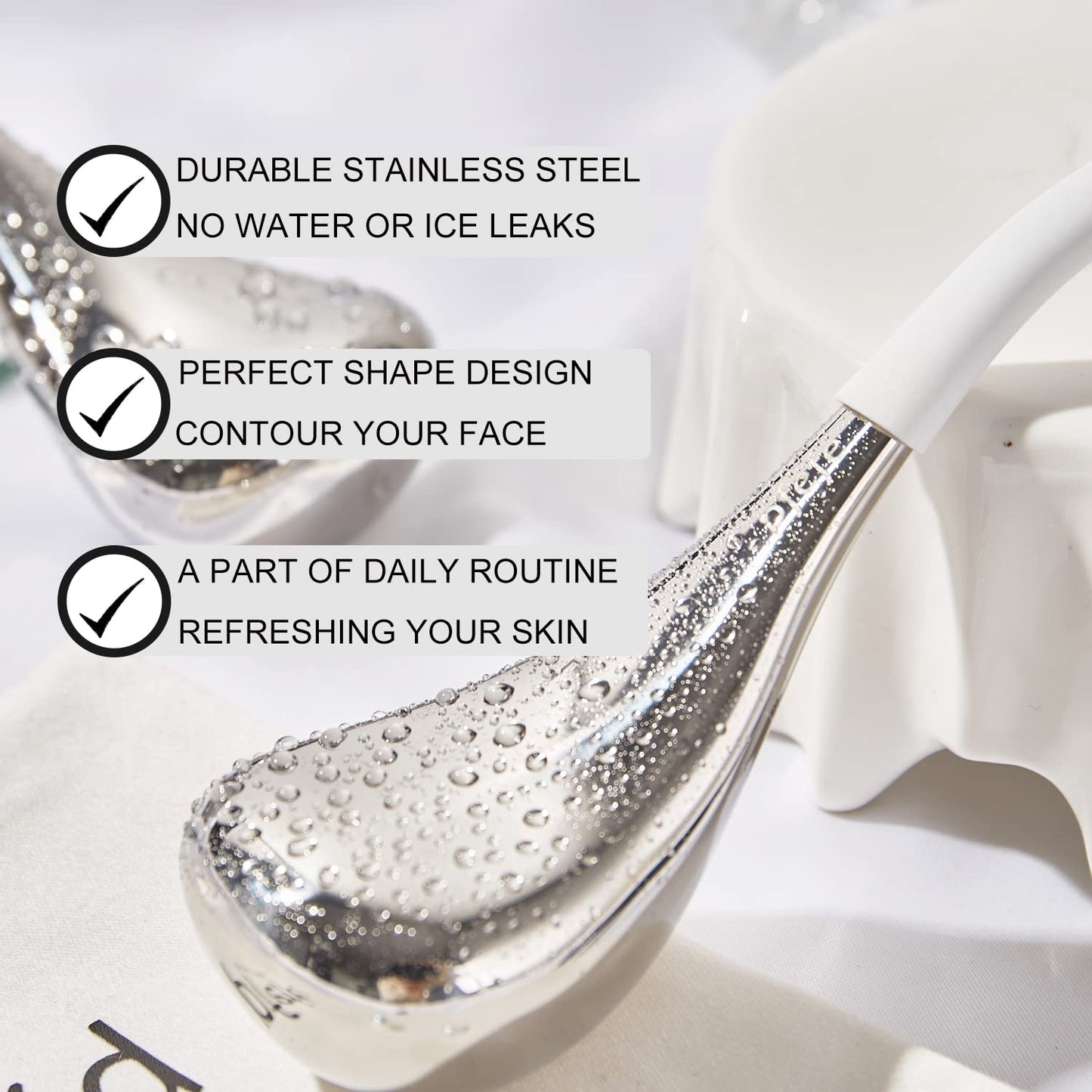 pfefe Cryo Sticks Facial Skin Care Ice Globes for Women Face Eyes, Stainless Steel Face Beauty Tools for Girls Ladies, Esthetician Supplies Cooling Spa Globes with Storage Case