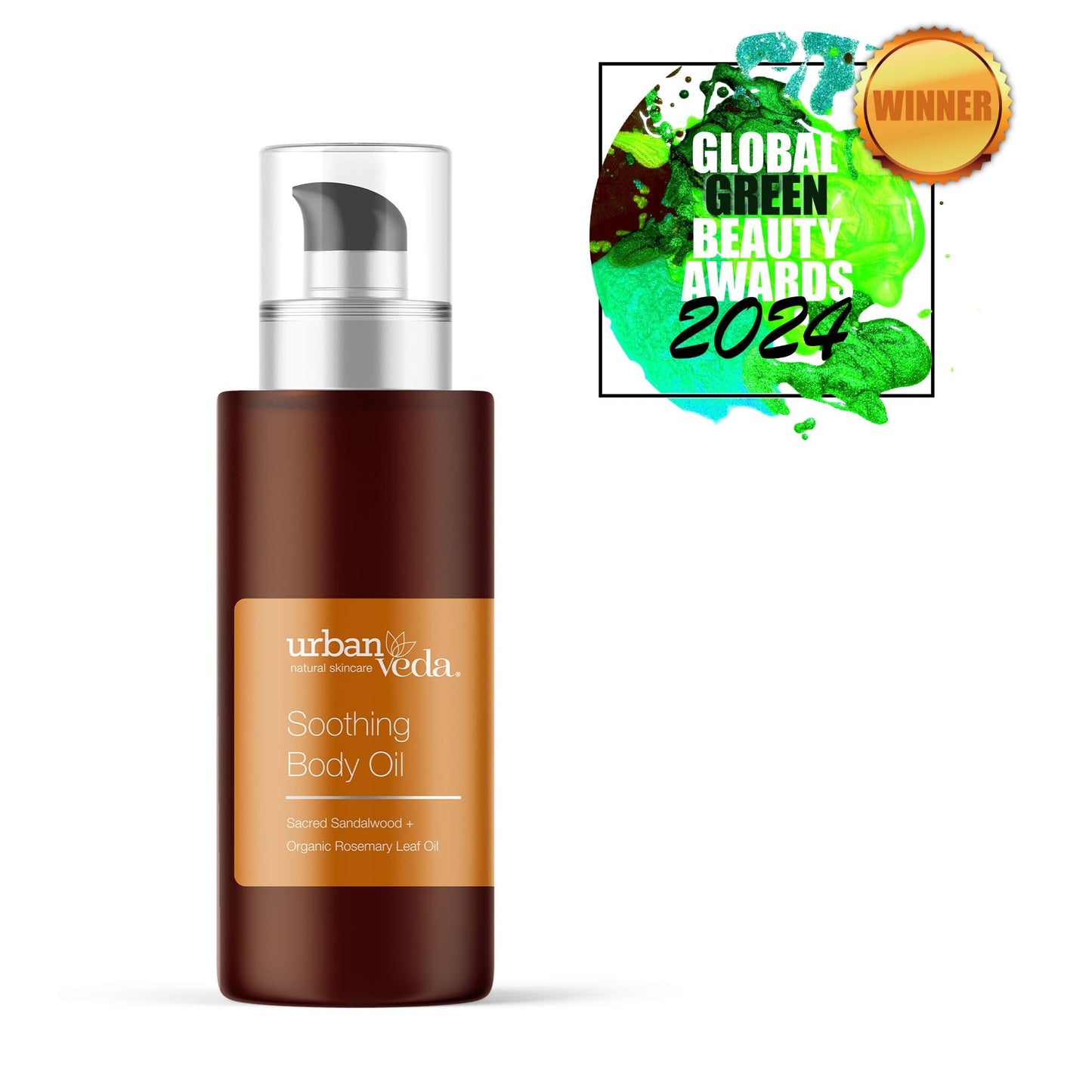 Urban Veda Soothing Body Oil | COSMOS Certified Body Massage Oil for Sensitive Skin | Organic Vitamin E Oil & Sweet Almond Oil for Skin | Calming and Soothing Body Oil for Women and Men | 3.40 Fl oz