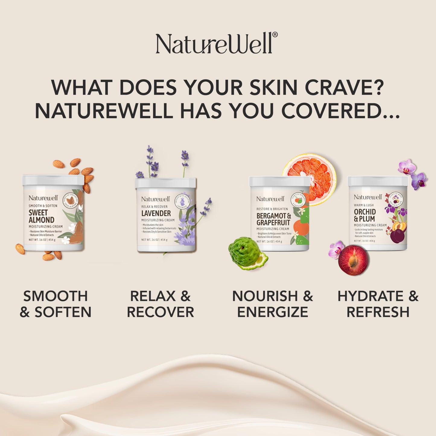 NATURE WELL Orchid & Plum Body Cream, Moisturizing Cream for Dry & Sensitive Skin, Hydrating Body Moisturizer with Natural Oils & Extracts, Orchid & Plum Fragrance, Dermatologist Tested, 16 Oz