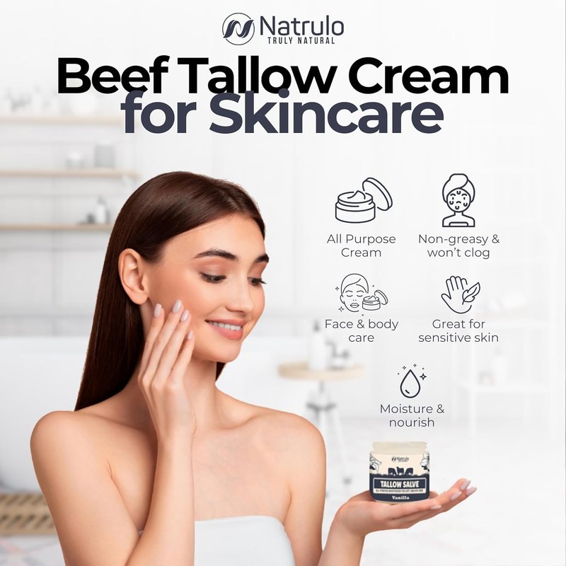 Beef Tallow Salve - All-Natural Grass-Fed Balm for Eczema & Dry Skin | Moisturizing Skin Repair Made in USA