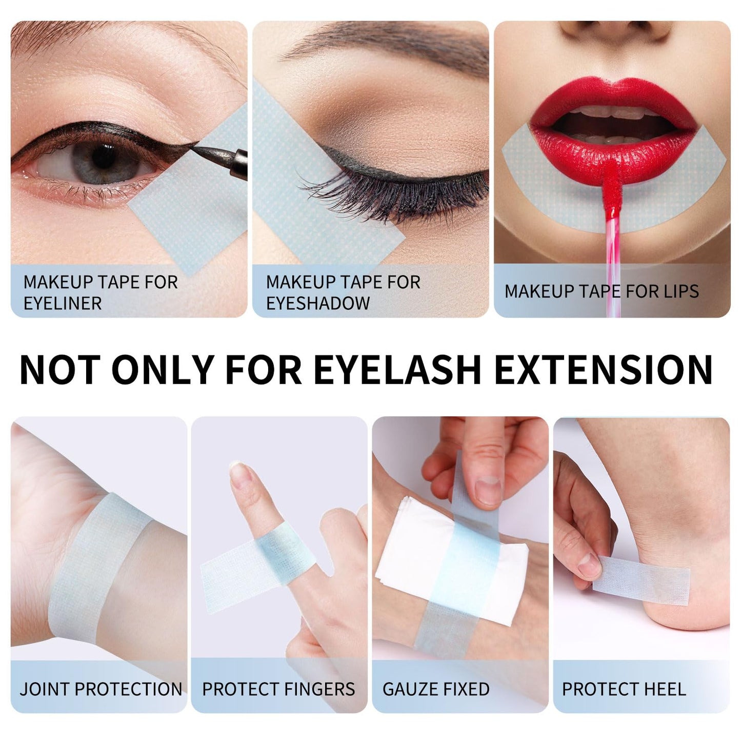 guuooge Lash Tape for Eyelash Extensions - Eyelash Tape Silicone Gel Sensitive lash Extension Tape Pain-Free Removal Breathable Micro-Porous Makeup Tape (2Rolls,1in x 4yd, Blue)