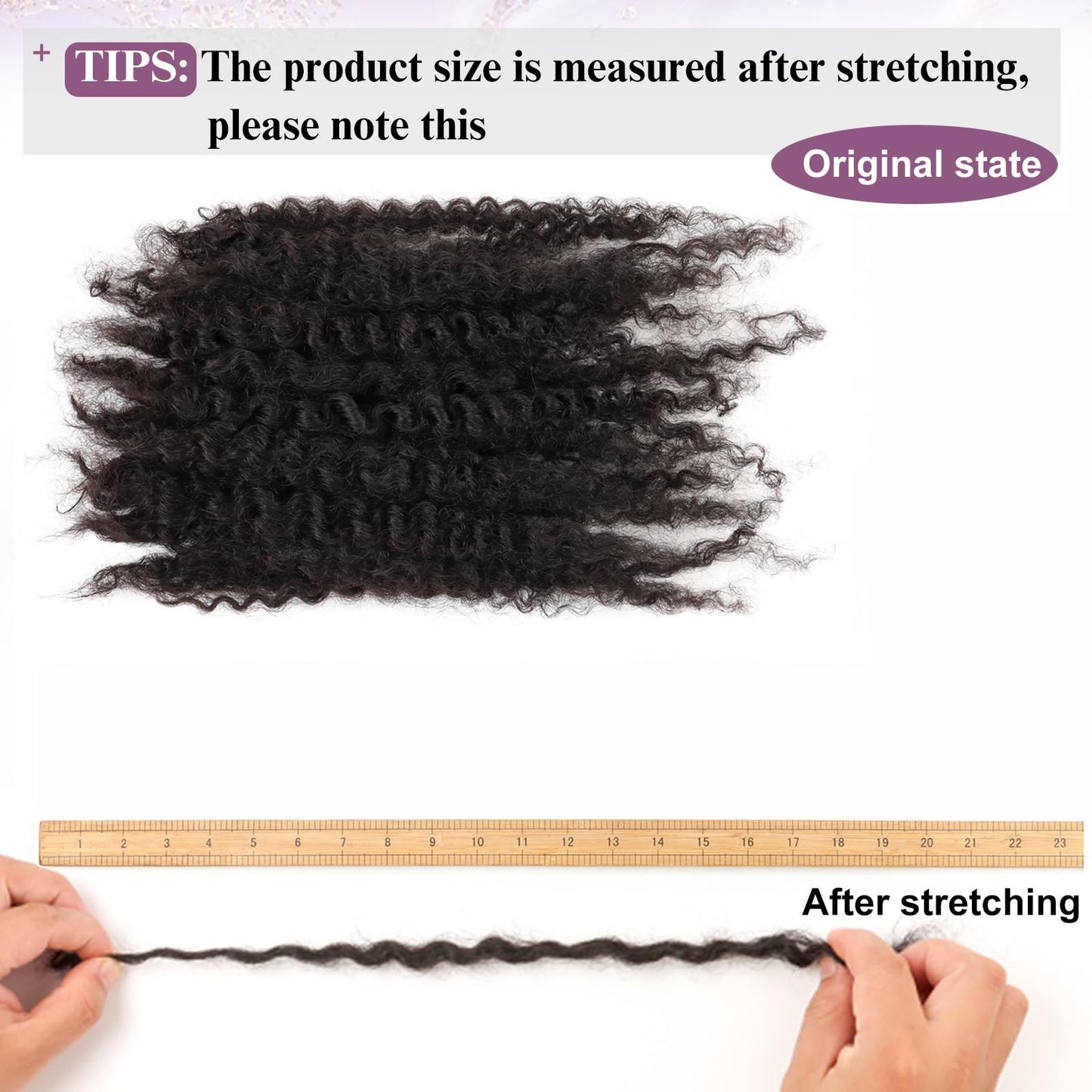 ADIASAI Afro Kinky Bulk Curly Human Hair 20 Inch 30g for Permanent Micro Locs Mini Kinky Twist Braids Loc Extensions Dreadlock Extensions Repair Locs Can Be Bleached Dyed (20inch, Natural Black)