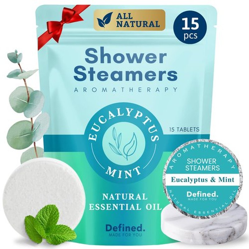 Shower Steamers Aromatherapy 15 Pack- Eucalyptus Shower Steamers for Sinus Relief, Shower Steamers Gift Set, Shower Bombs, Natural Shower Steamers, Shower Steamers for Women, Shower Steamer Holder