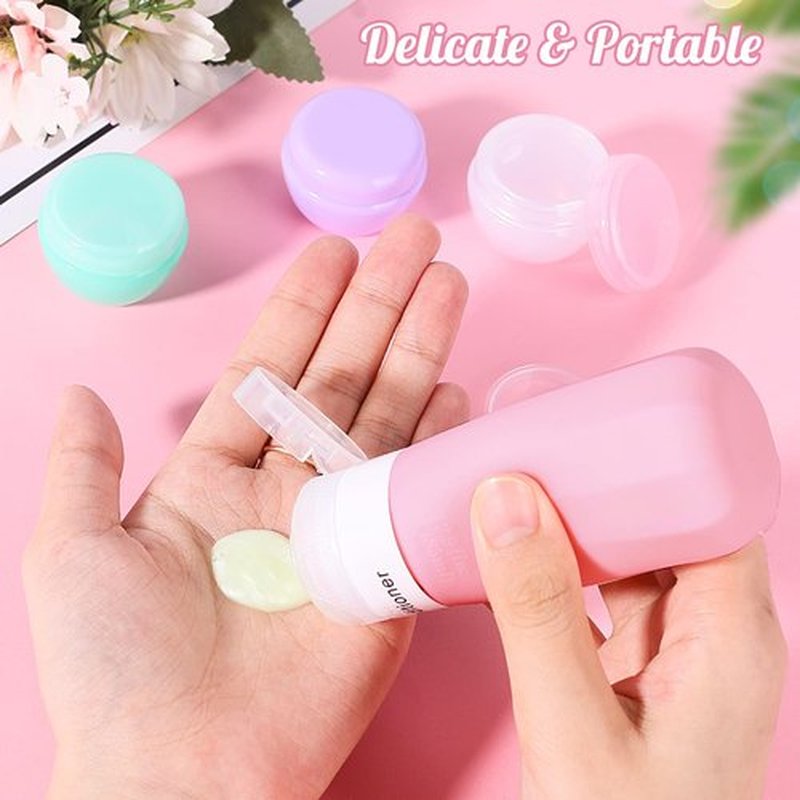 JBYAMUS 16 Pcs Silicone Travel Bottles Set, Leak-Proof Travel Size Toiletries, TSA Approved Travel Bottles for Toiletries, Portable Travel Toiletries Containers for Women (Pink-Purple)
