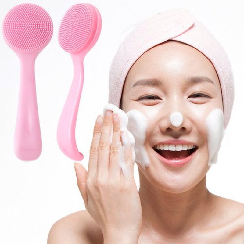 HINZIC 2 Pack Silicone Manual Facial Cleansing Brush, Skin Friendly Waterproof Face Cleaning Scrubber Exfoliator Cleanser for Blackheads Whiteheads Makeup Residues Removal- Pink