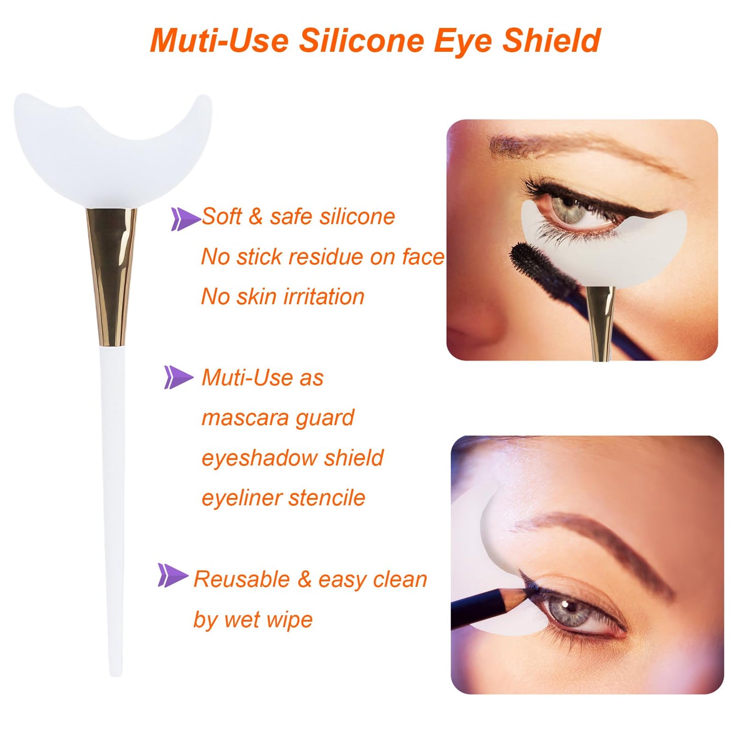 2 Pcs Mascara Guard Shields, Eyelash Eyeline Eyeshadow Shield Guard, Silicone Reusable Eye Makeup Tool, Upper/Lower Eye Guards to Prevent Makeup Residue